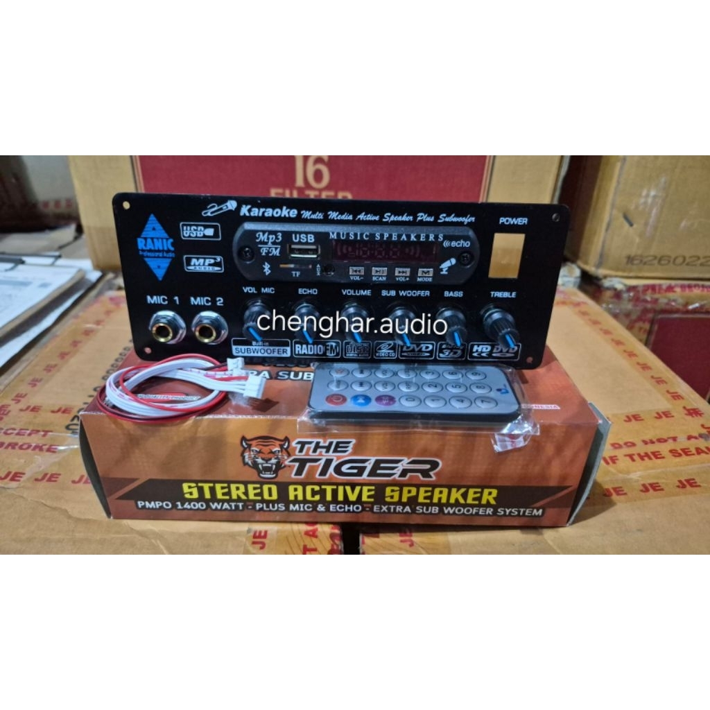 Kit Power Amplifier Speaker Aktif Stereo Karaoke Plus Echo 1400W PMPO TIGER