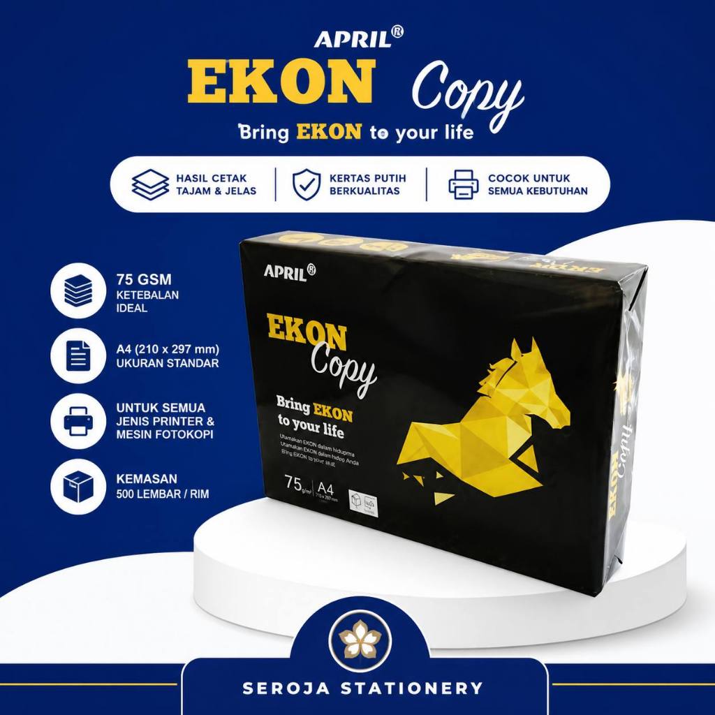 Kertas HVS A4 75 GSM EKON Copy 1 Rim