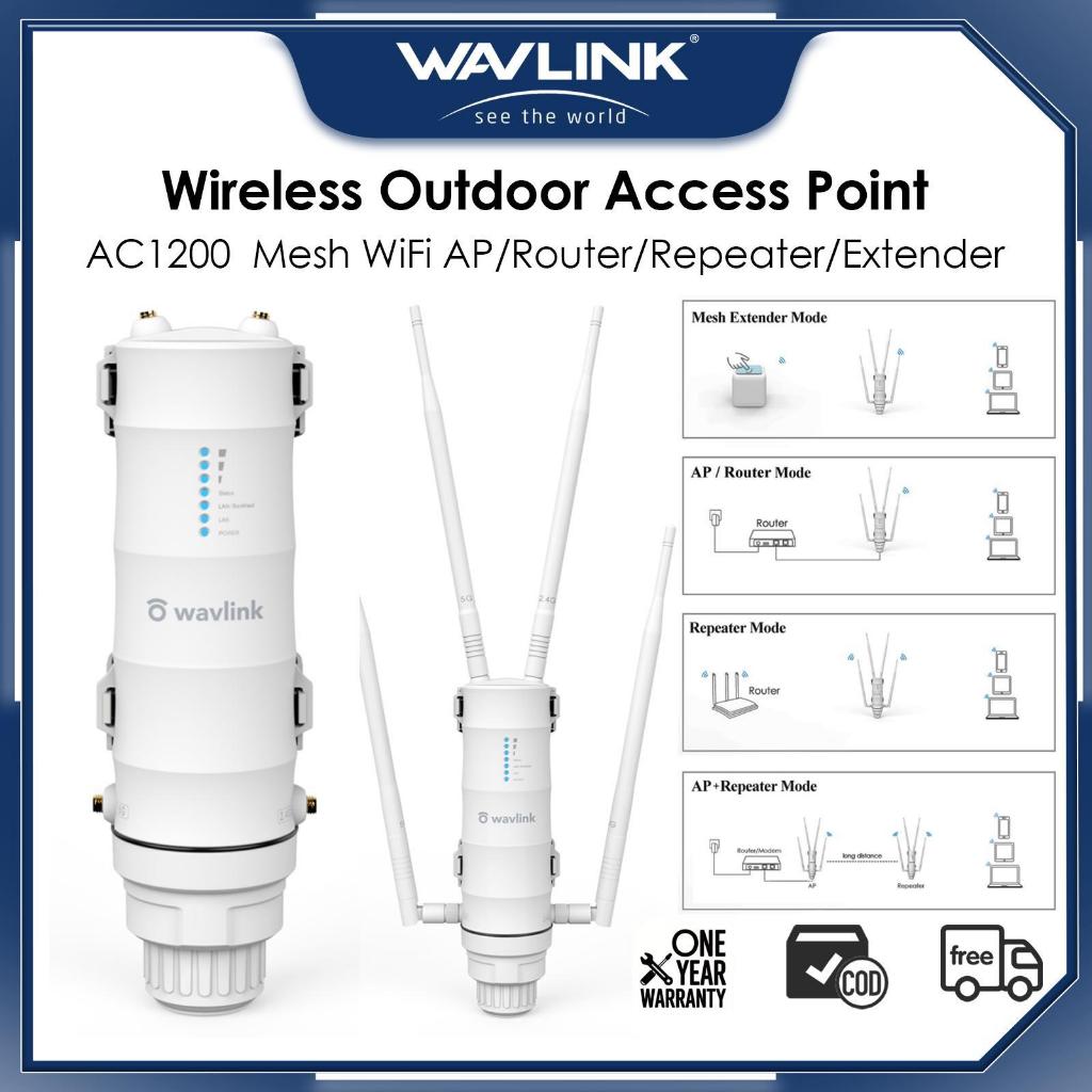 WAVLINK AC1200 Outdoor WiFi Extender - Sinyal Repeater 500m, Dual Band 2.4G+5G, Wireless Access Poin