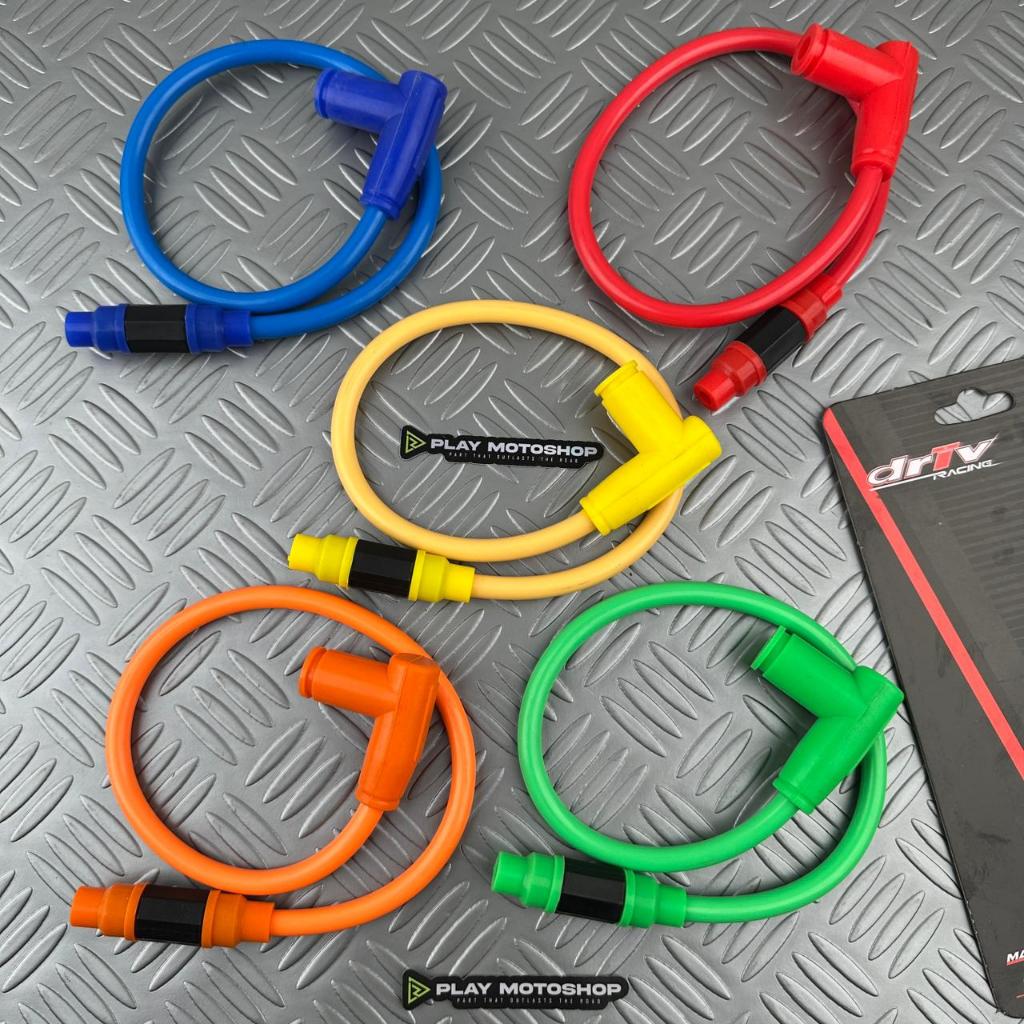 Kabel Busi Racing DRIV 8.8mm 50cm + Cop Busi Motor Universal | Kabel Koil Racing Plug & Play Vespa M