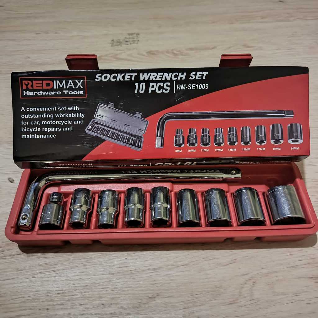Kunci Shock Sok Set 10Pcs KTP 1/2 "6 PT Ukuran 8 - 24Mm - Kunci Socket Wrench Set 10 Pcs COD -Kunci 