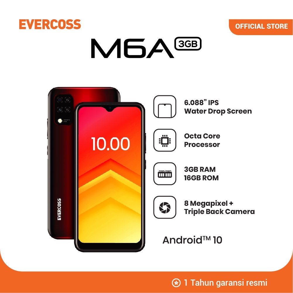 Evercoss M6A - RAM 3GB/ROM 16GB -4G/LTE- Batt 3200 mAh