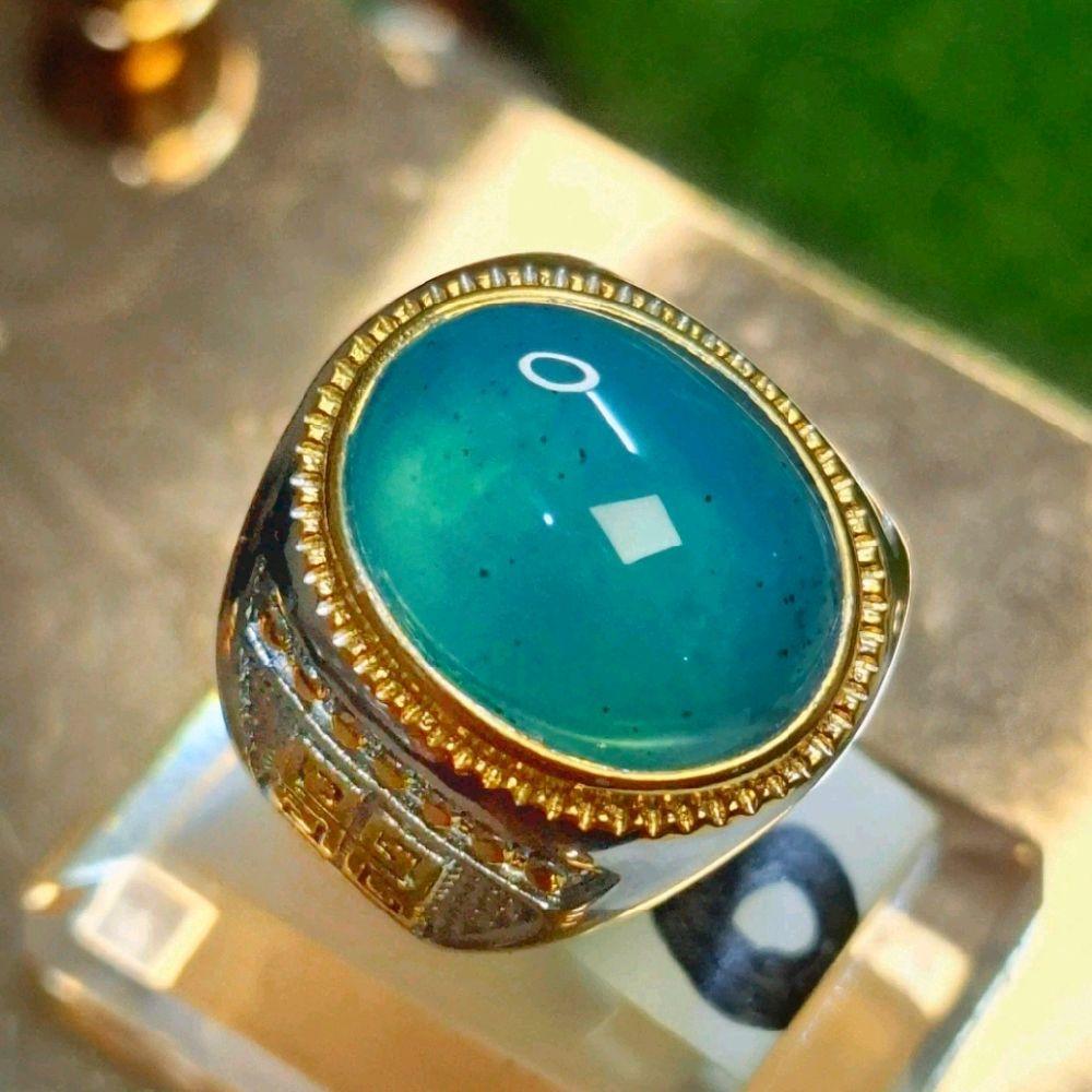Cincin Batu Bacan Doko Crystal Selasih top Natural Bergaransi Original Bluis Green