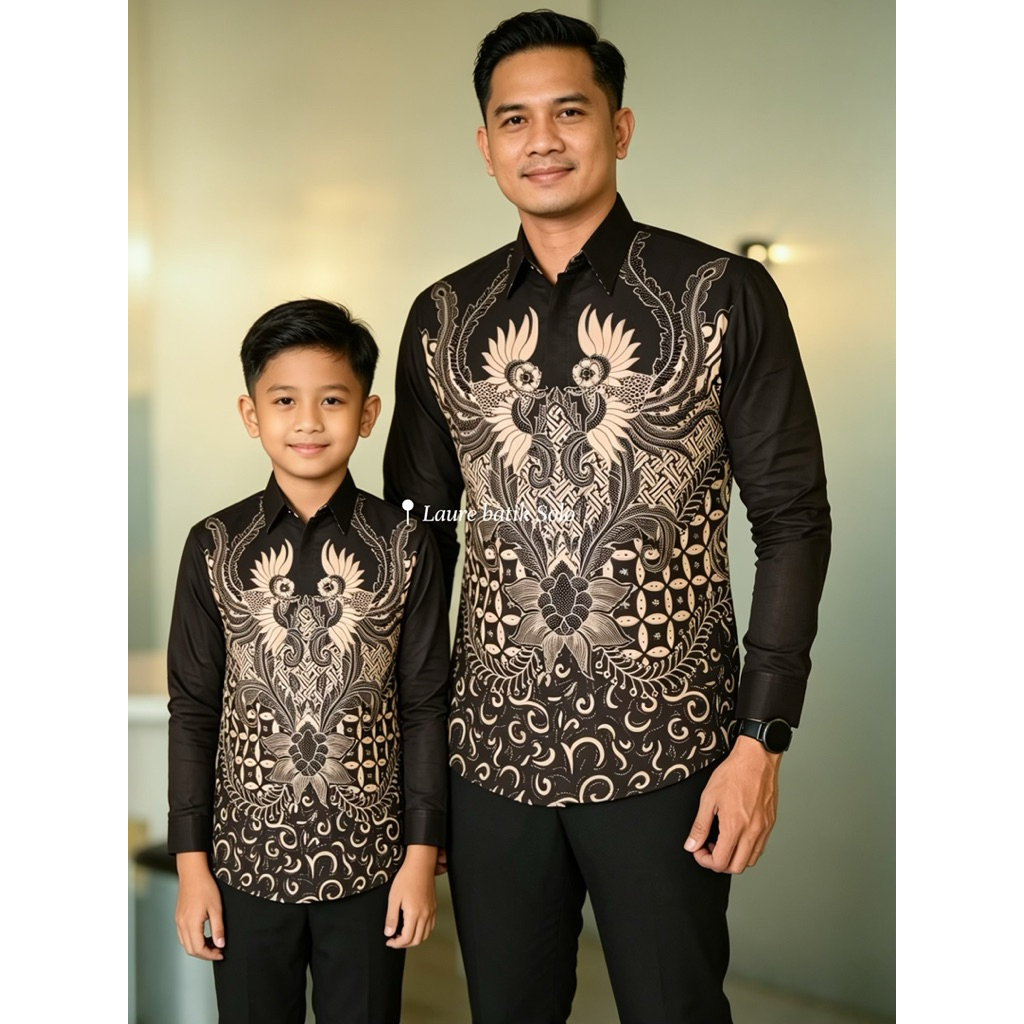 Kemeja batik couple ayah dan anak motif NARENDRA MAHOGANY bahan katun halus premium |batik couple |b