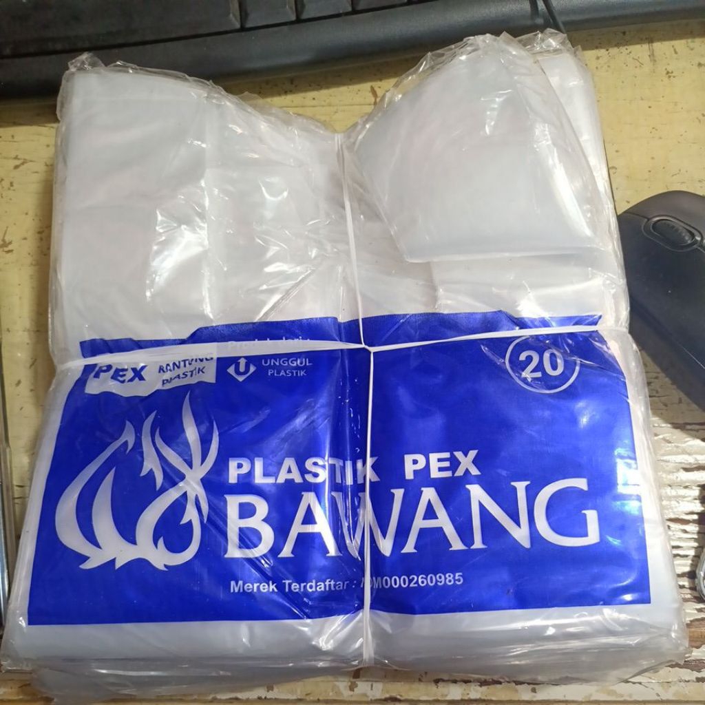 Kantong Plastik Kresek PE PEX Bening Merk Bawang 20 x 40