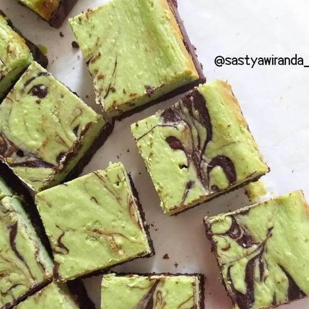 Fudgy Brownies Matcha Cheese / Brownies Matcha Cheese