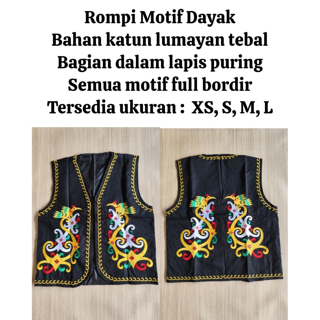 rompi dayak / rompi bordir dayak Kalimantan / pakaian adat dayak / baju dayak Kalimantan