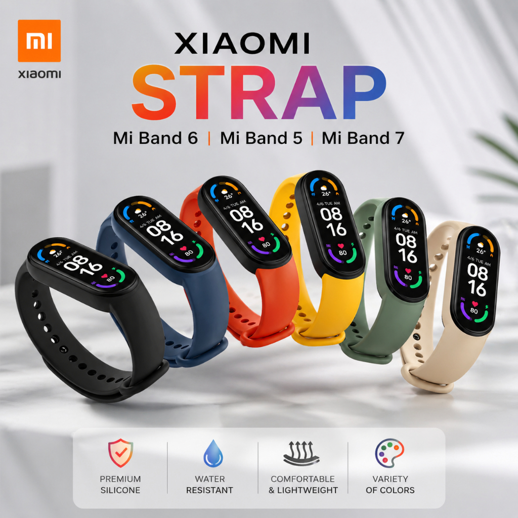 Strap Xiaomi Mi Band 5/6/7 Original | Tali Jam Lentur Nyaman Dipakai Seharian