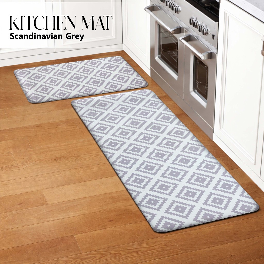 Kitchen Floor Mat SCANDINAVIAN GREY / Keset Alas Lantai Rumah Dapur Anti Selip Martha Karpet Surabay