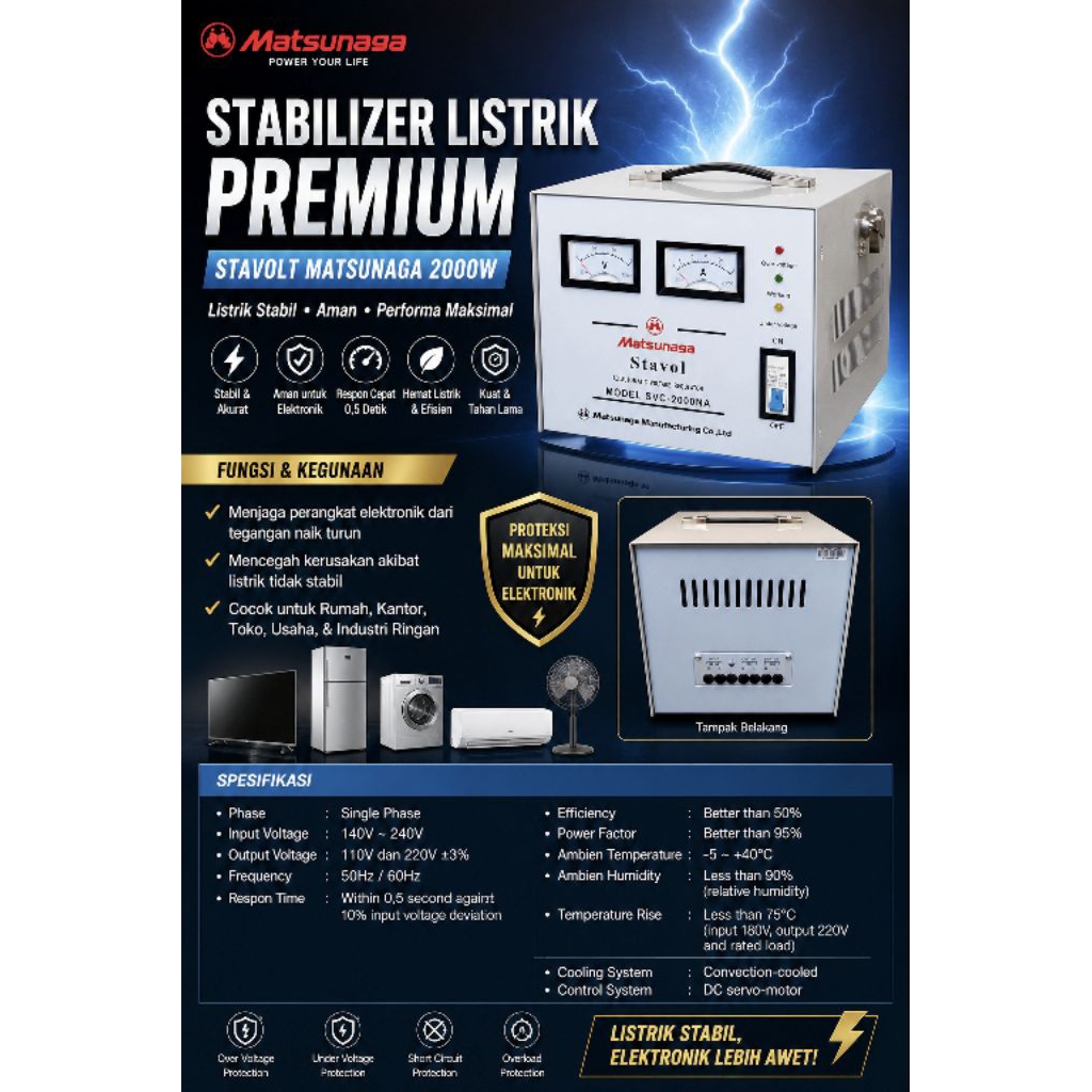 stabilizer Tegangan Listrik Matsunaga 2000 watt