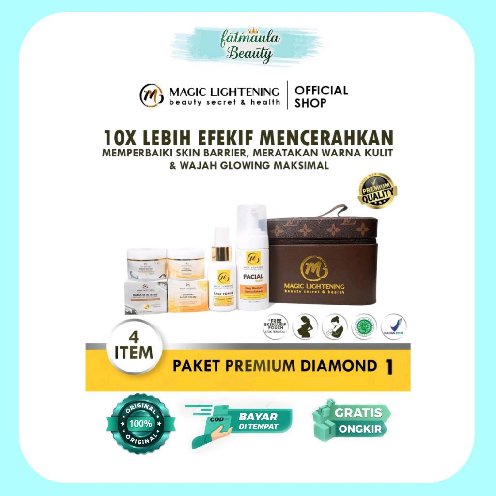 [PAKET DIAMOND 1]  Cream Pemutih wajah skincare MagicLightening (Glow, Flek, Acne)