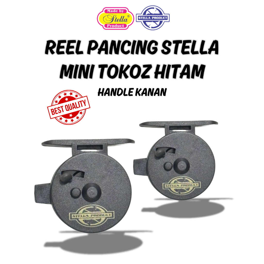 Reel Pancing Mini Tokoz Hitam Stella Diameter 4.5cm Reel Tegek Waderan Ringan Kuat Handle Kanan