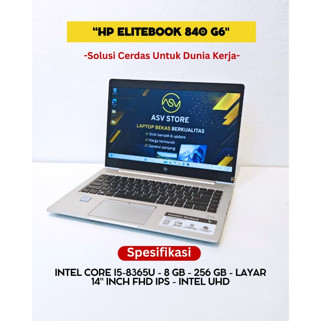 HP ELITEBOOK 840 G6 CORE I5 8365U RAM 8GB SSD 256GB FHD IPS LAPTOP 14 INCH EDITING MULTITASKING MURA