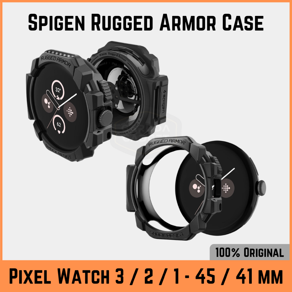 Case Google Pixel Watch 3 2 1 45mm 41mm Spigen Rugged Armor Carbon Style Design Soft Casing Cover Or