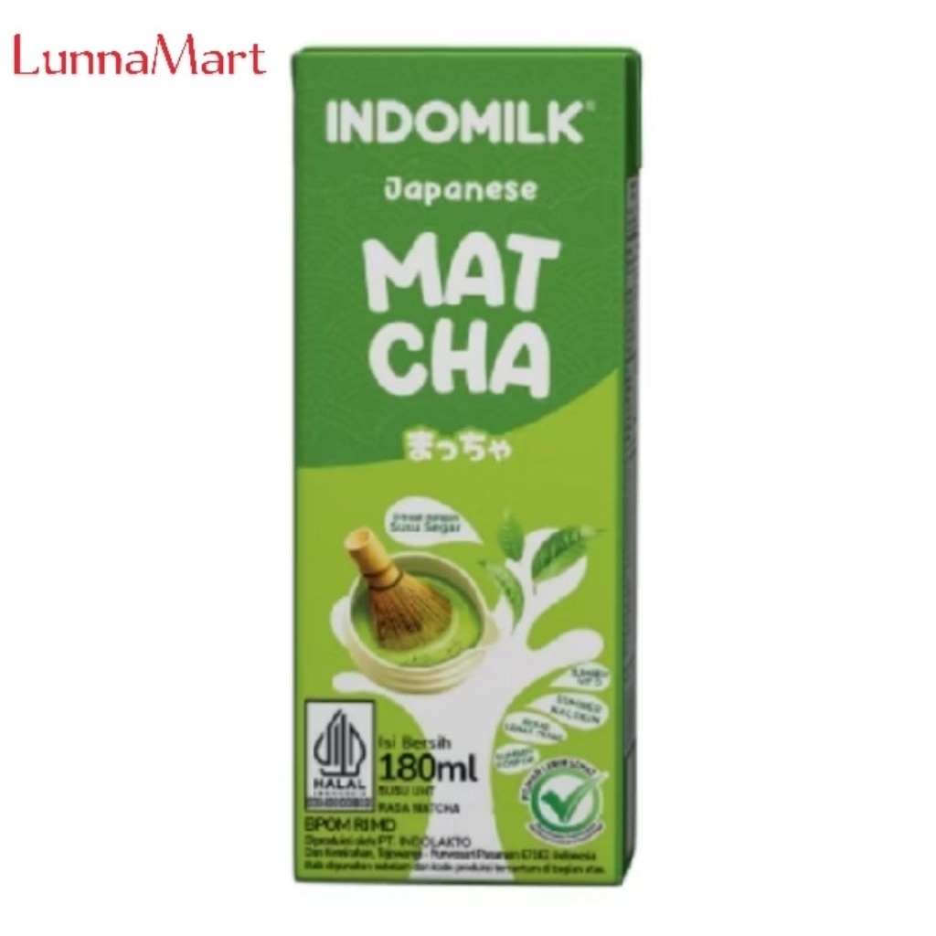 INDOMILK MATCHA 180 ML/BANANA/VANILLA/CHOCOLATE/STRAWBERRY.