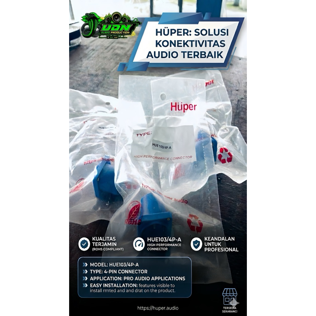 Soket Spikon HUPER - 4P-A Biru - Konstruksi Tahan Lama, Warna Menarik, Desain Kotak