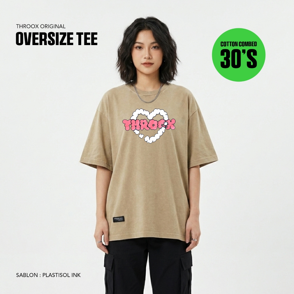 Throox Kaos Oversize || Okocha Beige Cotton Combed 30's T-Shirt