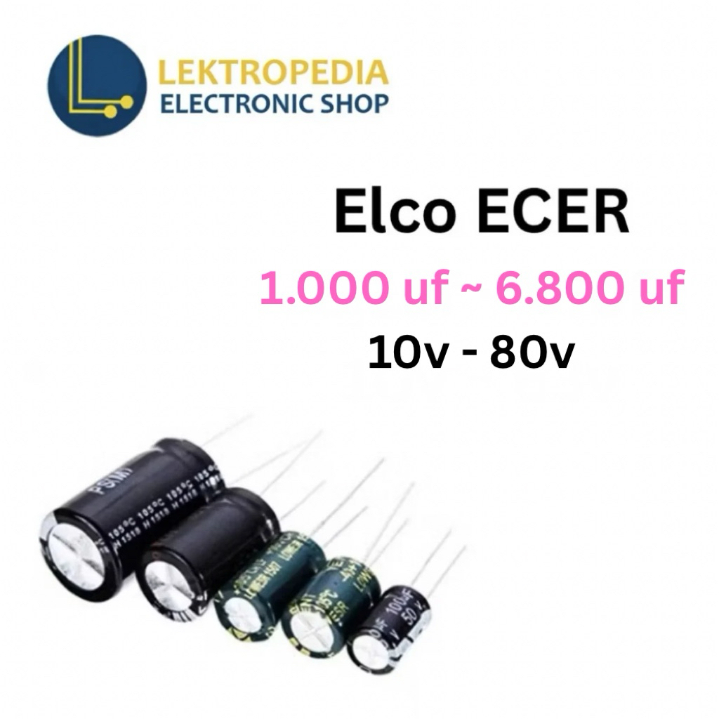 Elco ECER 1000uf 2200uf 1000 2200 uf 10v 16v 25v 35v 50v 63v 80v 10 16 25 35 50 63 80 v volt