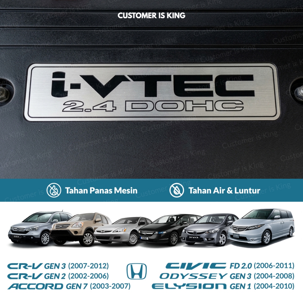Stiker Sticker 2.4 2.0 DOHC i-VTEC Cover Mesin Aksesoris Honda CRV Gen 3 Gen 2 Accord Civic Odyssey 