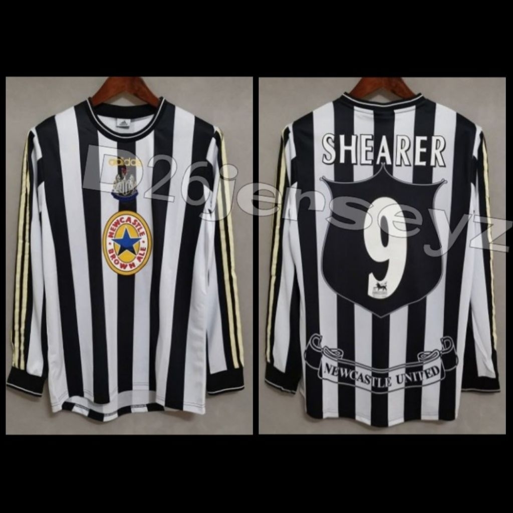 Jersey RETRO NewcastleE Home Long Sleeves Longsleeve Lengan Panjang 1997 / 1998 + Cetak Nama Nameset