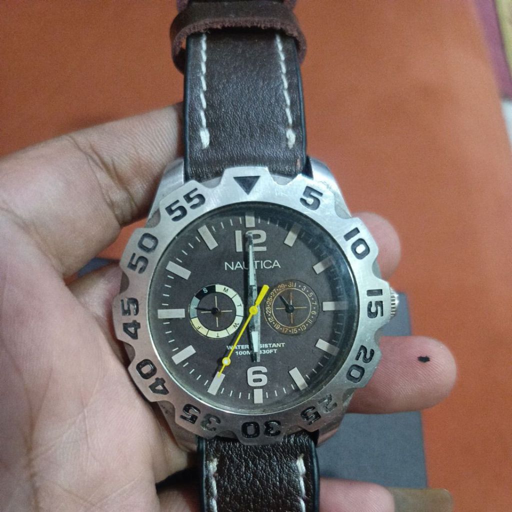 jam tangan original Nautica chrono day,date preloved second bekas