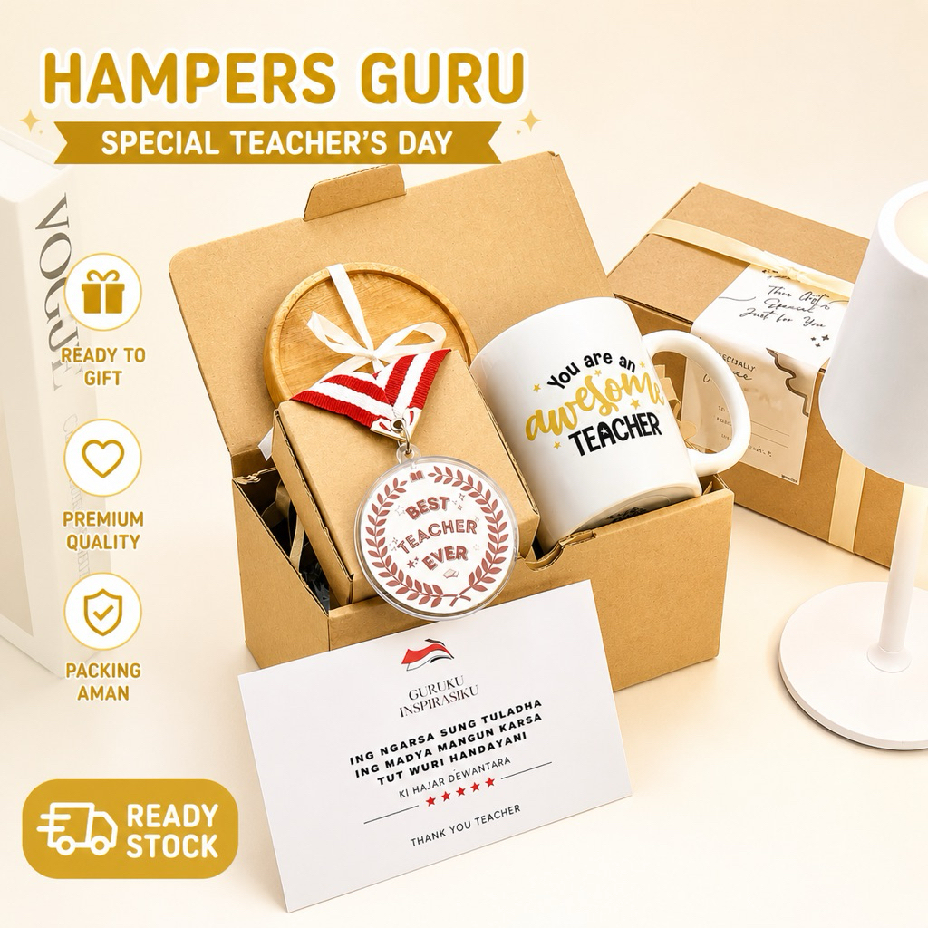Kado Hampers Guru - Paket Mug Guru - Hampers Spesial Hari Guru - Medali Guru - Hadiah Perpisahan Gur