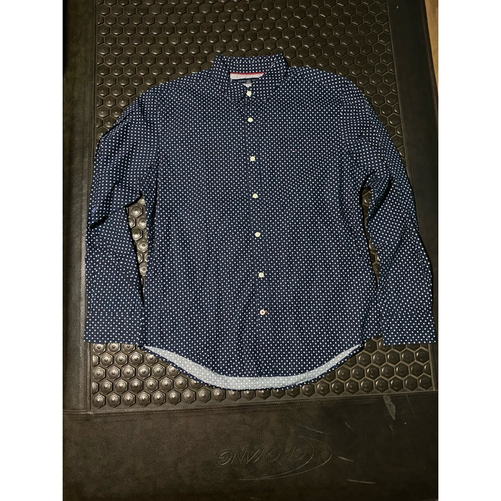 KEMEJA LENGAN PANJANG LUXURY TOMMY HILFIGER NAVY MOTIF MEWAH BRANDED