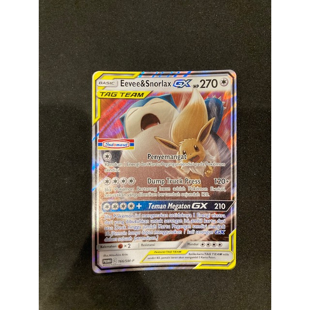 Kartu Koleksi TCG Pokemon Eevee & Snorlax GX Promo Indomaret 166/SM-P