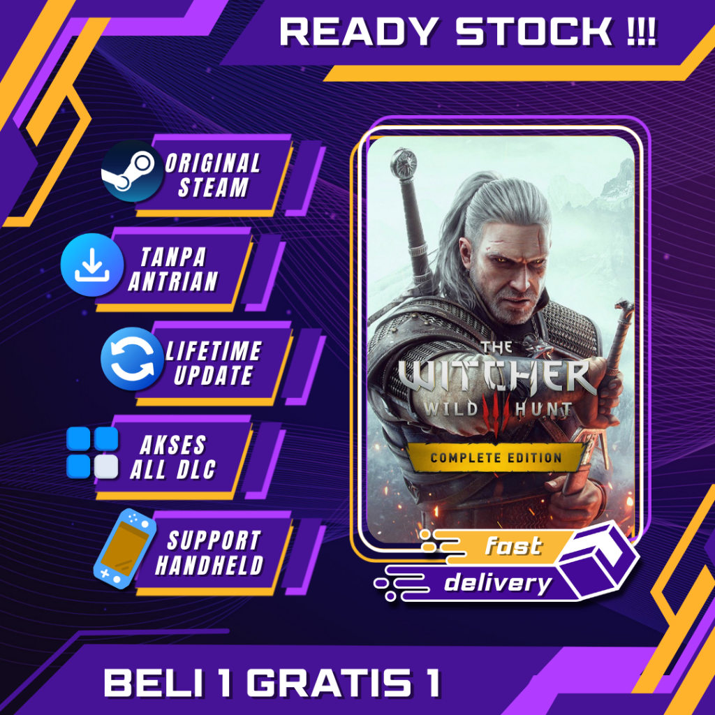 [BONUS 1 GAME ] The Witcher 3: Wild Hunt PC Steam Original Full DLC Main di Akun Pribadi