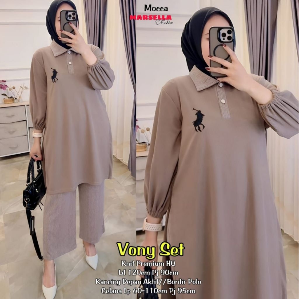 Vony one set long tunik rajut by marsela atasan knit top blouse knit bubble setelan jumbo ld 130 ld 