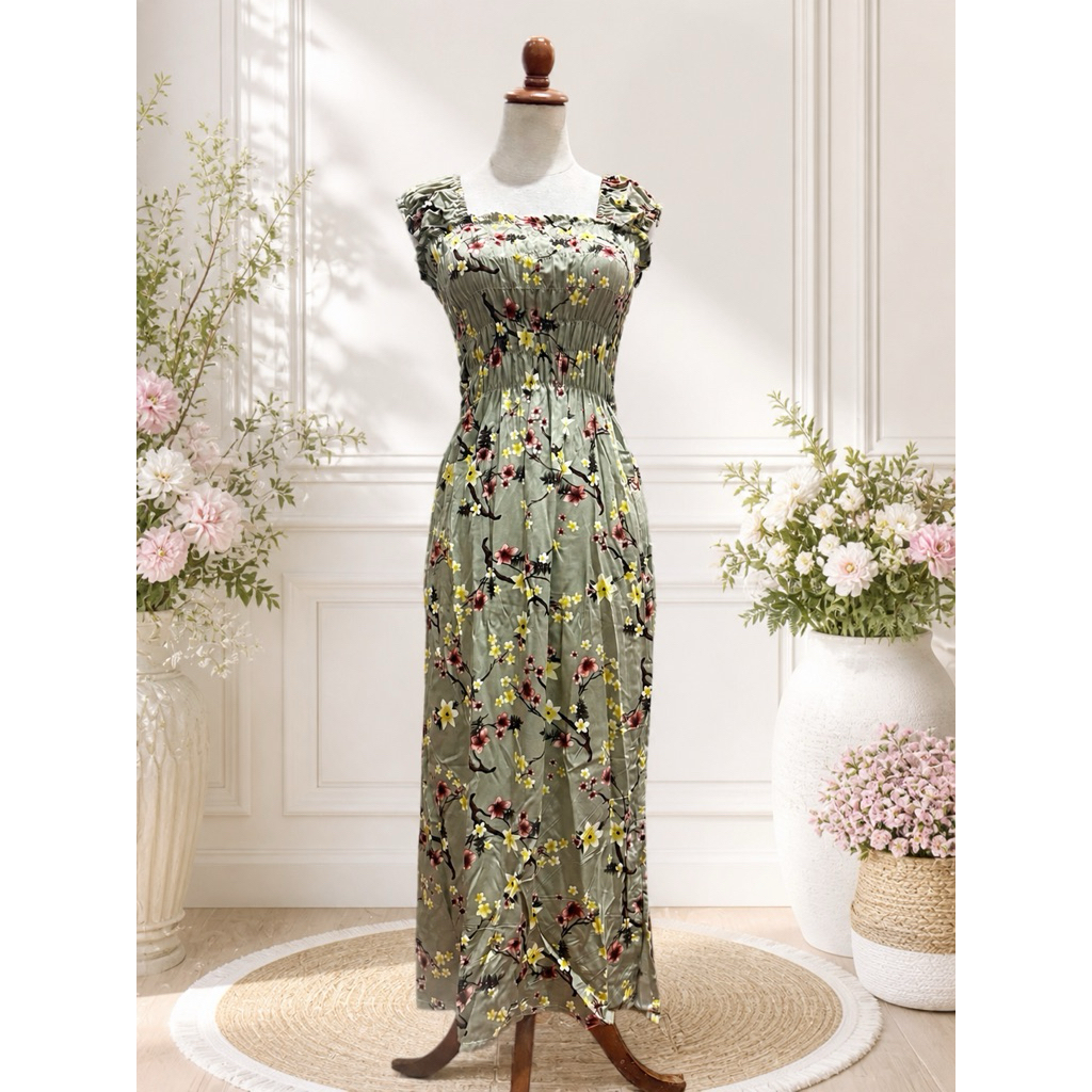 dress kerut panjang khas bali