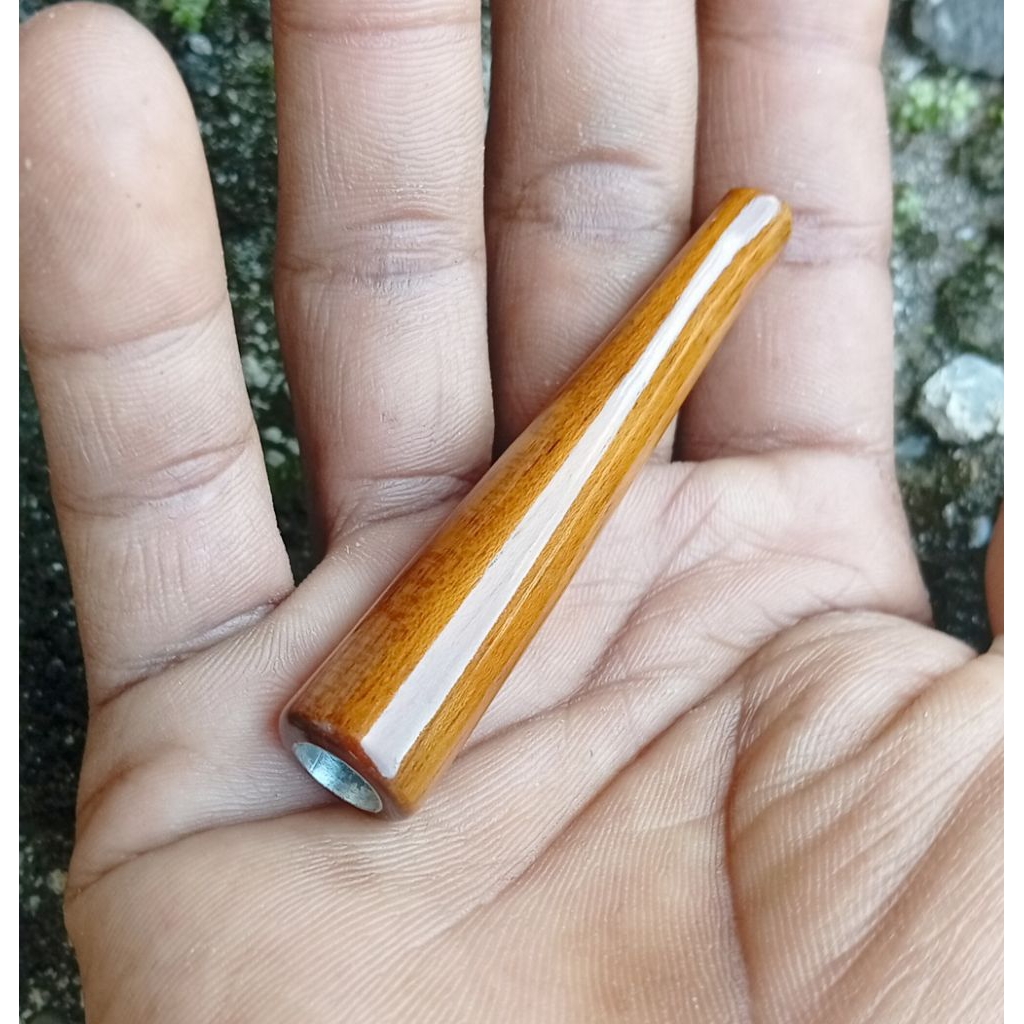 Pipa once kayu Jati panjang 7cm,,bentuk lurus dengan lubang multifungsi
