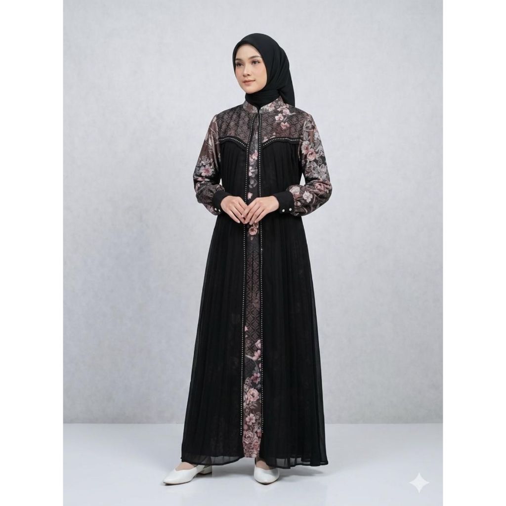 Gamis Mirabella Mix Ceruti Motif Bunga