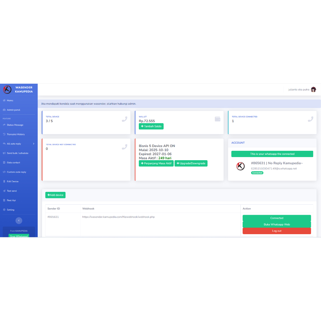 SOUCE CODE SCRIPT WHATSAPP GATEWAY AUTO REPLY WEBHOOK AUTO CONNECT TERSTABIL