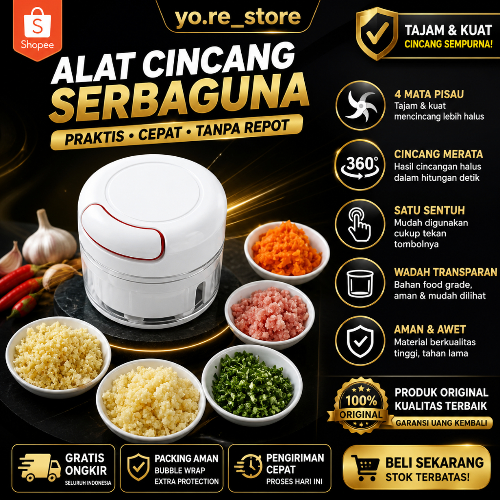 HC Blender Tangan Mini Speedy Chopper Tarik Penghancur Gilingan Bumbu Choper Serbaguna