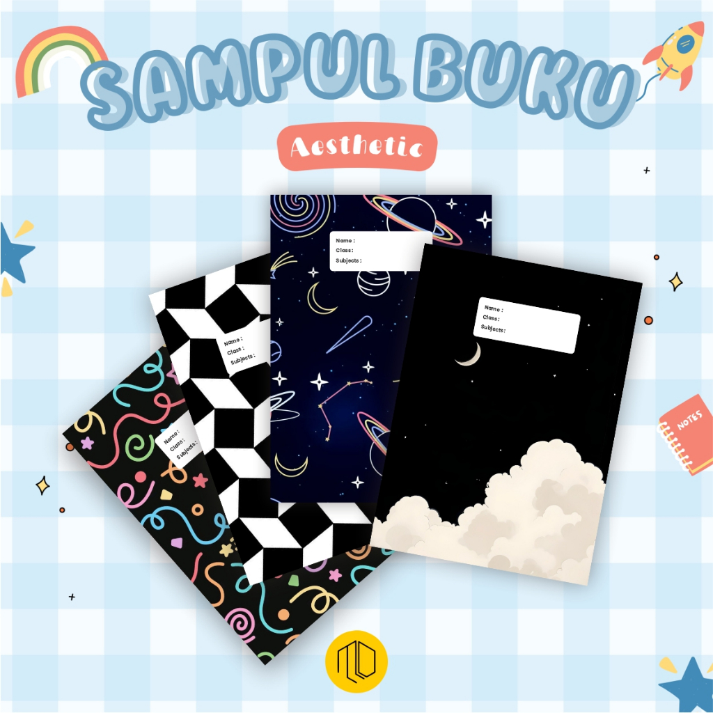 Sampul Buku Aesthetic Isi 10 Pcs Motif Hitam Bigboss Sidu Boxy - Sampul Buku Tulis Aesthetic Hitam -
