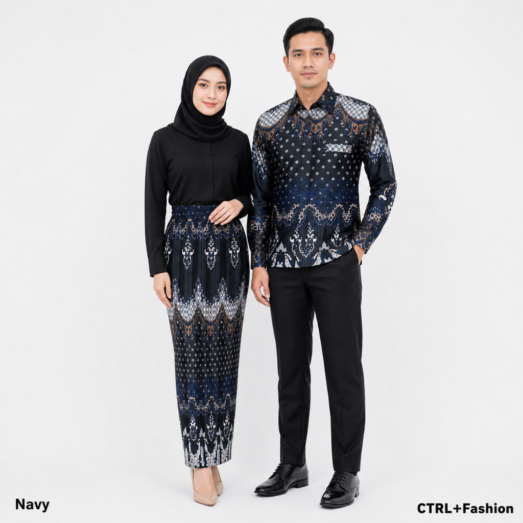 CTRL+ FASHION - ROK PLISKET COUPLE BATIK KEMEJA LENGAN PANJANG PASANGAN SERAGAMAN KELUARGA SERAGAMAN