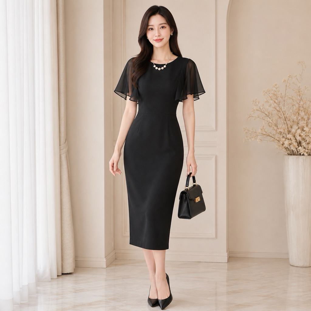 Chiobushop - (Nana 3) Midi Dress Casual Party Korean style Dress Wanita