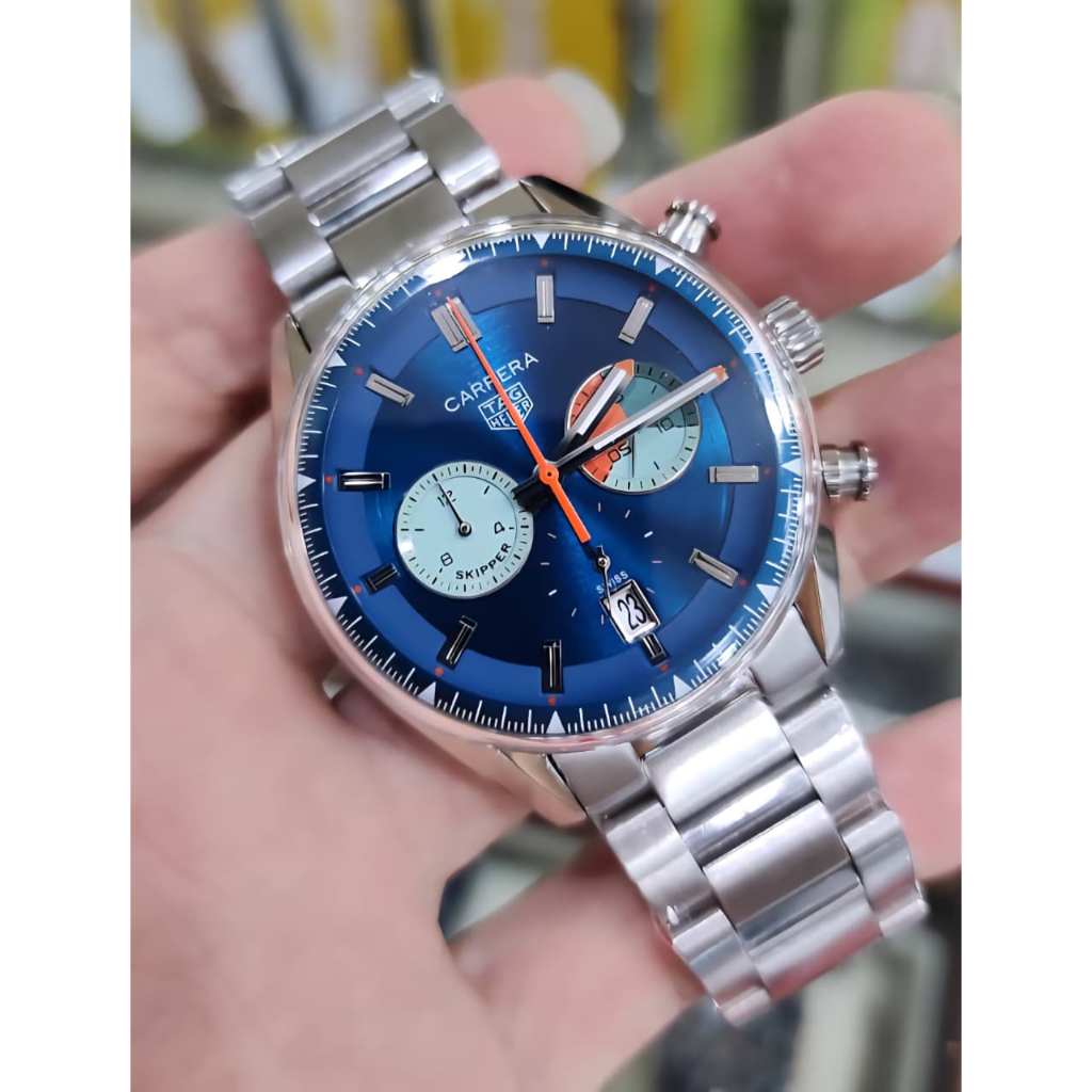 New Jam tangan pria tag her carrera skipper Chronograph 42mm more colours dial