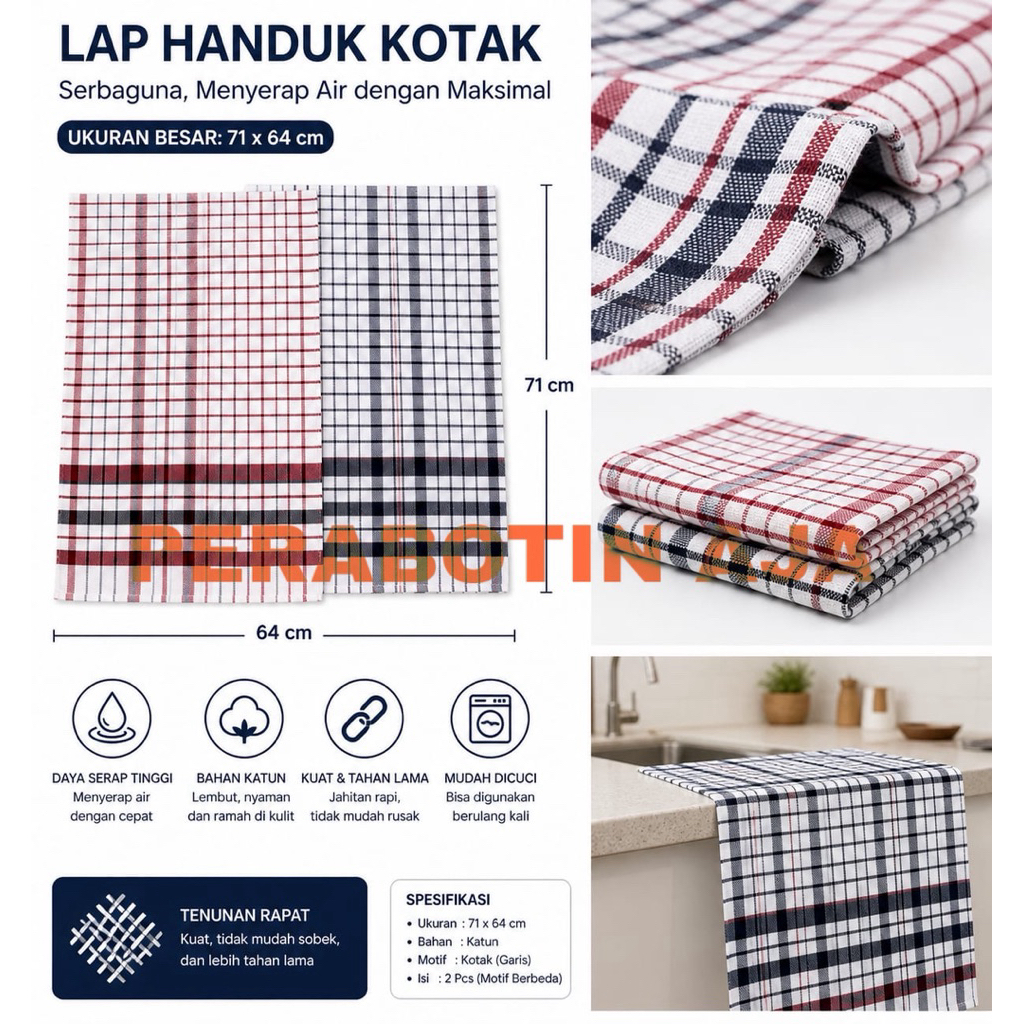 LAP KAIN KOTAK KATUN BESAR JUMBO / LAP PIRING SERBET