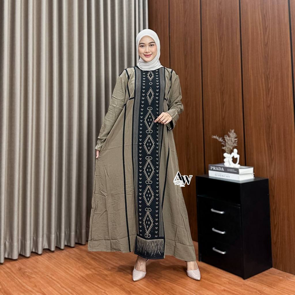 Songket Abaya Kaftan Rayon Premium by Batik A W Home Dress Abaya Simple Elegan Motif Batik Songket