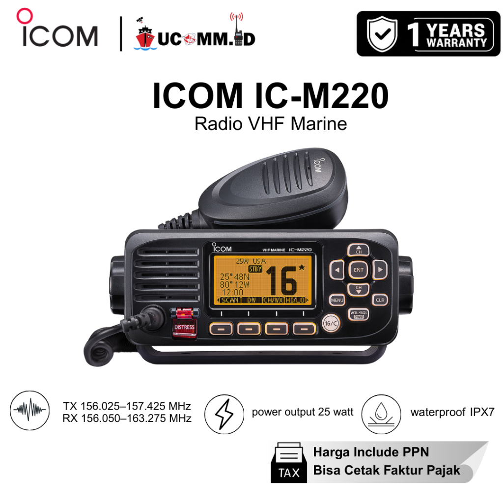 ICOM IC-M220 M220 RIG Marine VHF Transceiver Radio Kapal Original Garansi Resmi