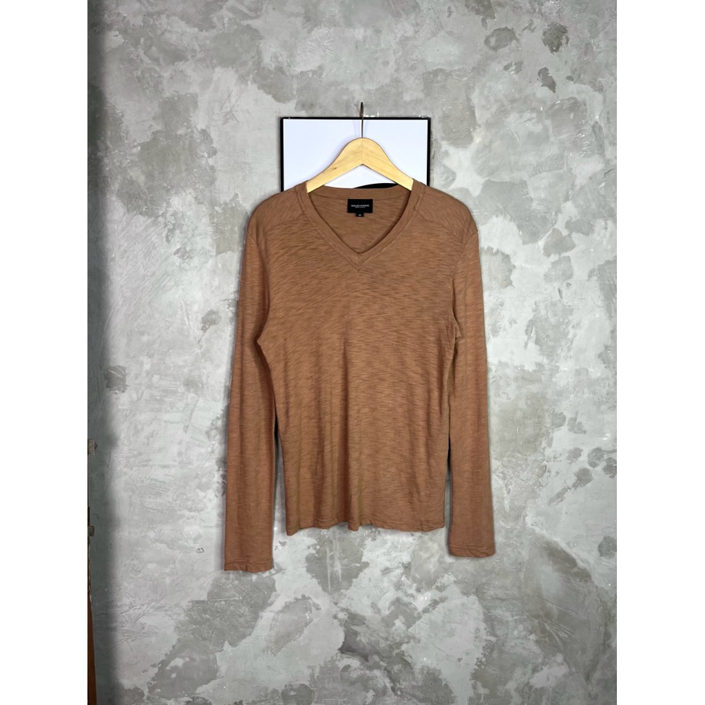 Solid Homme By Wooyoungmi Camel Minimalist Longsleeve V Neck