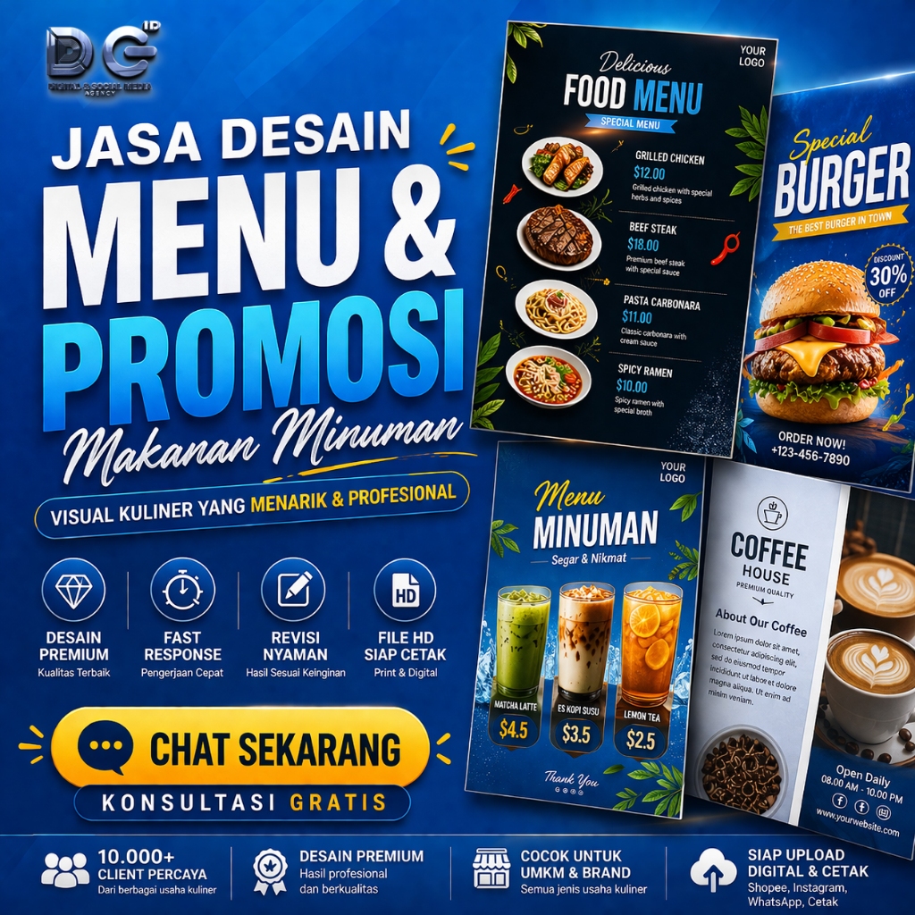 Jasa Desain Menu Makanan Minuman Premium | Menu Cafe & Restoran A4 HD