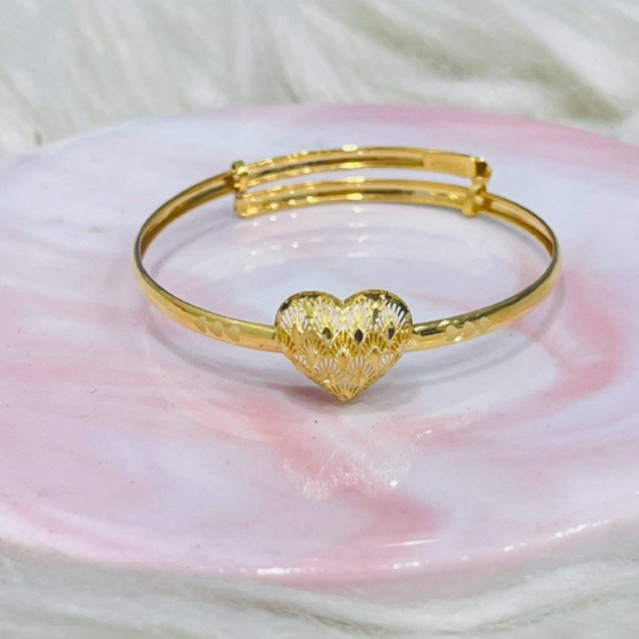 gelang anak baby bayi love kerawang pipa laser simple elegant emas asli kadar 700