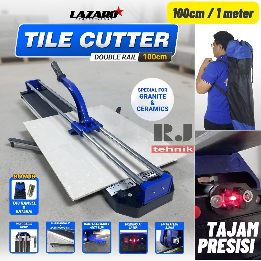Alat Potong Granit Keramik Tile Cutter 1 Meter 100cm Granite Tile Cutter Lazaro Double Rel Dilengkap