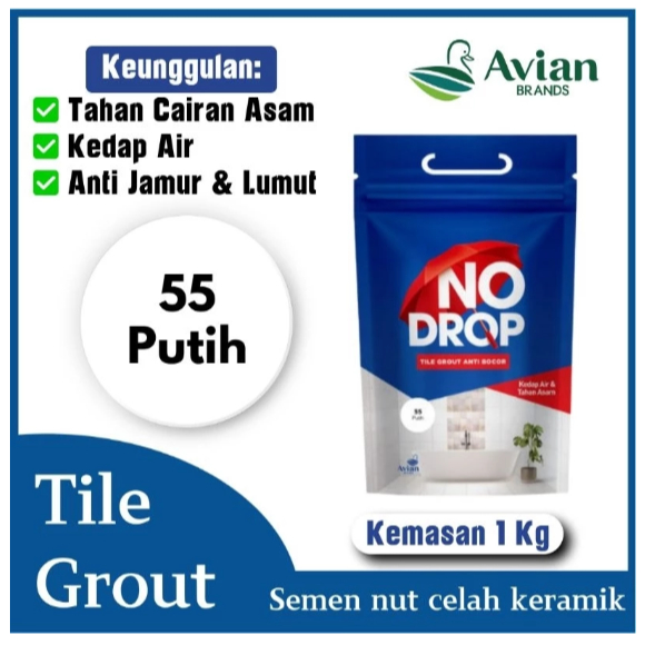 NO DROP PENGISI NAT WARNA PUTIH-55 1 KG ANTI BOCOR NODROP PENGISI NAD NO DROP TILE GROUT SEMEN NAT K