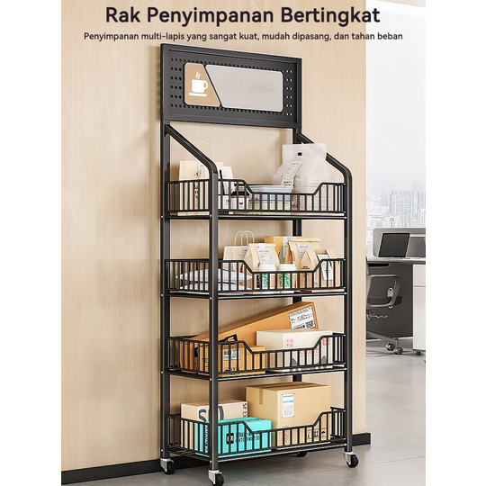 Rak Chiki Serbaguna Besi 4 Susun 5 Susun Rak Gawang Sembako Rak Snack Rak Toko Dengan Roda