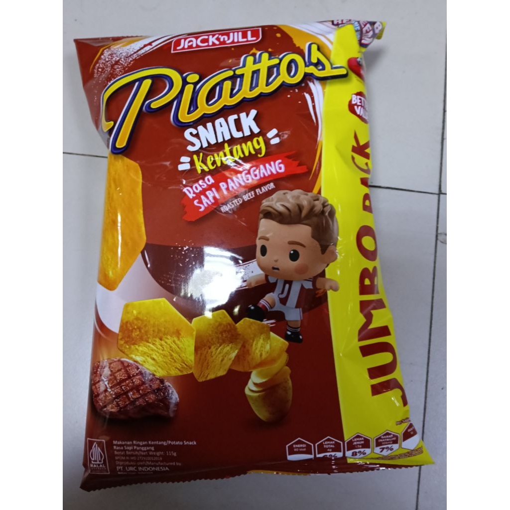 Piattos 115g Sapi Panggang Jumbo 1Dus isi 16 pcs