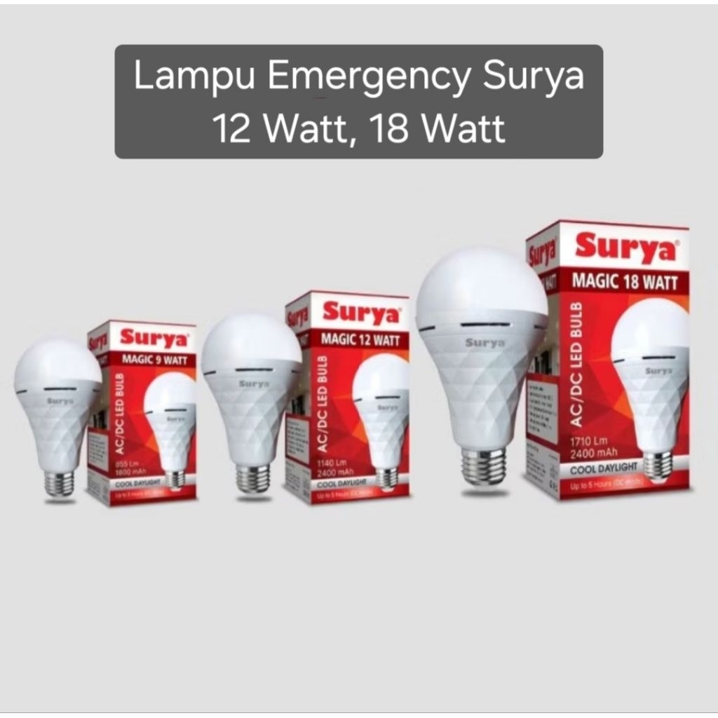 LAMPU EMERGENCY LED SURYA 12 WATT, 18 WATT LAMPU MATI LAMPU HIDUP